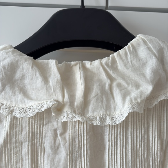 DÔEN Piper Belted Ruffled Ramie Mini Dress — Ivory | Size S | Perfect Condition - Picture 8 of 11